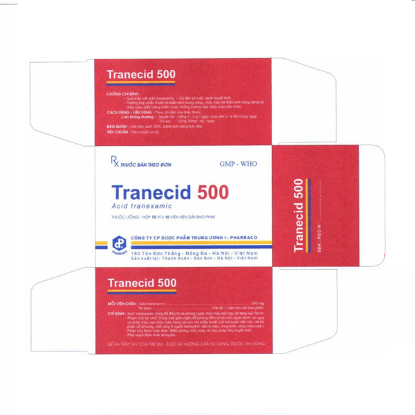 Picture of TRANECID 500 (Acid tranexamic 500mg) - Thuốc tác dụng lên quá trình đông máu (cầm máu)