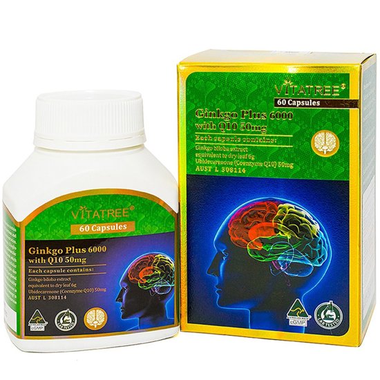 Ảnh sản phẩm Vitatree Ginkgo Plus 6000 With Q10 h60 viên, giúp tăng cường lưu thông máu, tăng cường tuần hoàn não
